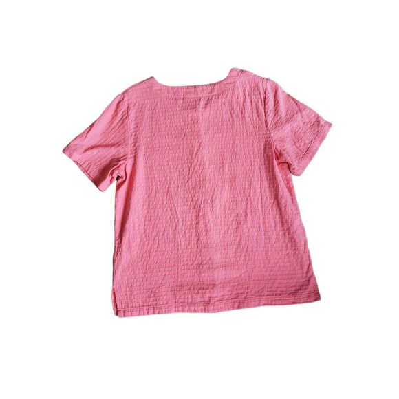 Lulu-B SS Button Up Cotton Blouse Orange Sz M - Picture 4 of 5